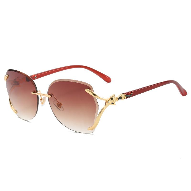 Fox Head Women'S Sunglasses Metal Frameless Trimmed Sunglasses Elegant Sunglasses