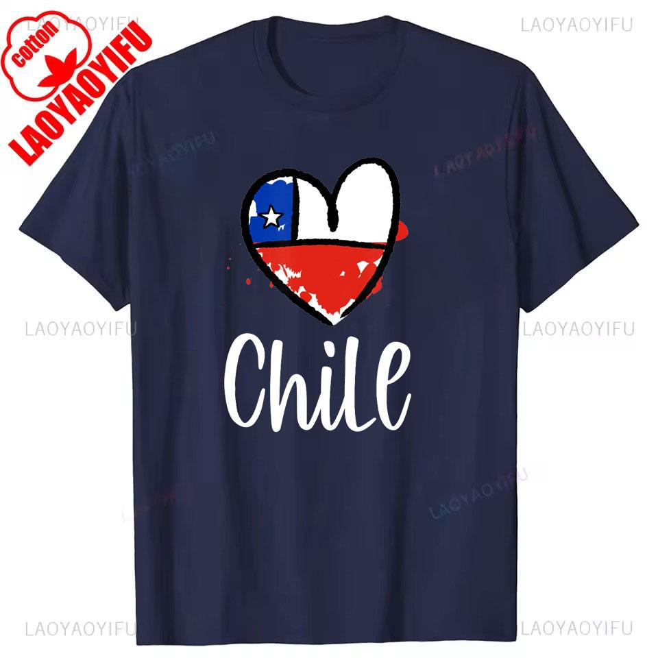 Chile Flagge Stolzer Chilene Aufdruck T-Shirt Herren Damen Baumwolle Humor Streetwear T-Shirt Kurze Ärmel Unisex Locker Kleidung Herren