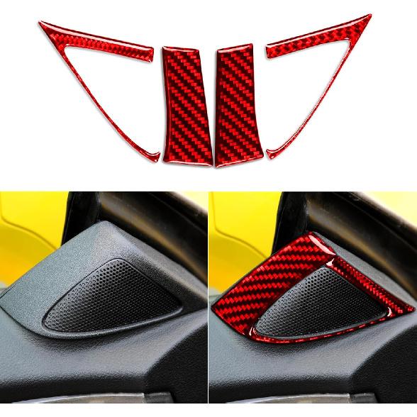 Real Soft Black Carbon Fiber Car Inner Door Handle Bowl Panel Door Bowl Collision Protector Cover Trim Sticker Compatible with Chevrolet Camaro