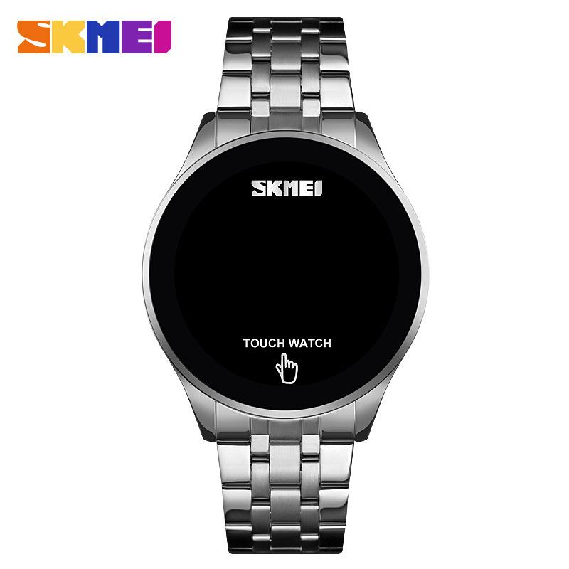 

Сила бренда Торговец Мода Простой Сенсорный Экран Мужские Светодиодные Электронные Часы Из Нержавеющей Стали серебряный