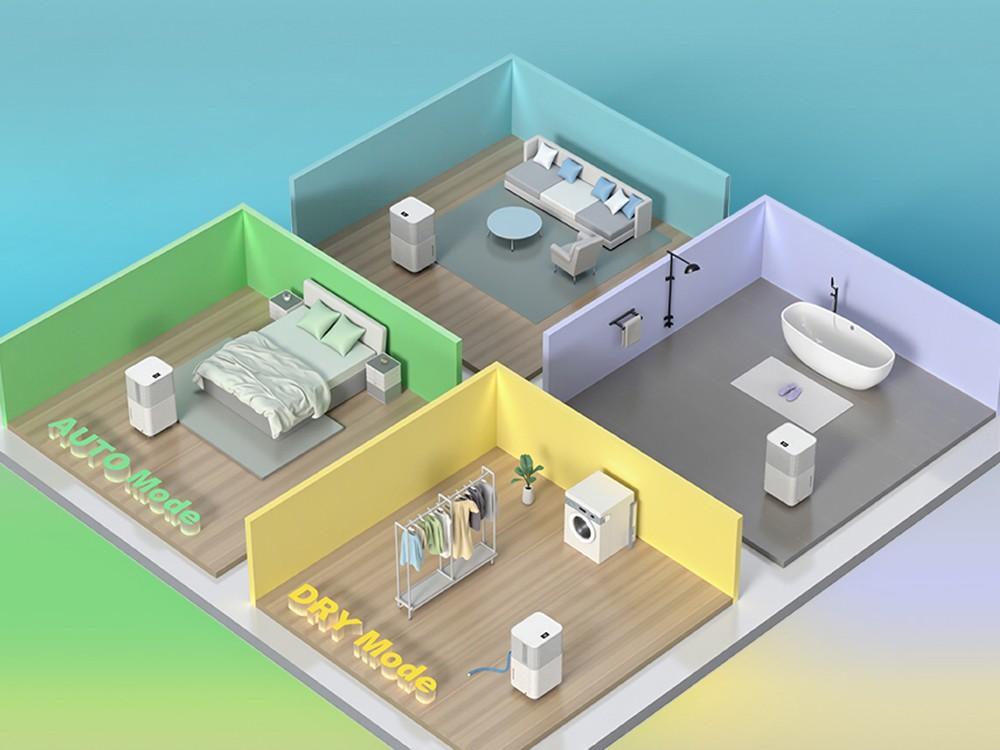 Deumidificatore Portatile HUMILABS OL12-BD031A, Capacità di Deumidificazione 12L, 3 Modalità, Scarico Automatico/Manuale, Timer 24 Ore, Basso Rumore