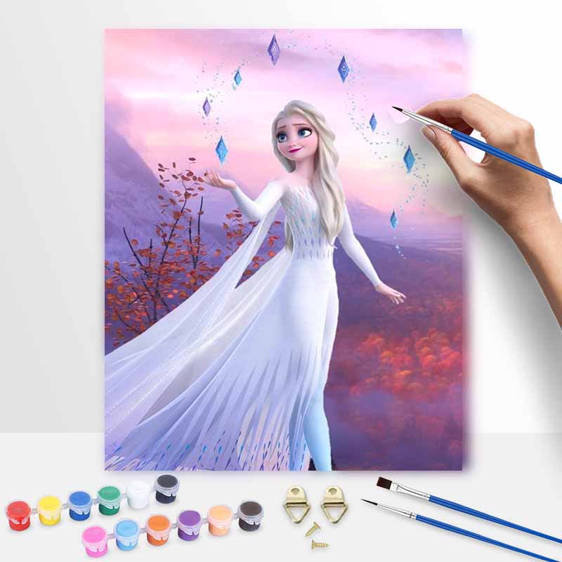 Disney DIY Frozen Elsa Oil Painting Art Painting Kit Home Wall Decor Handmade Gift Canvas Decor Paint By Numbers For Living Room Wall Art