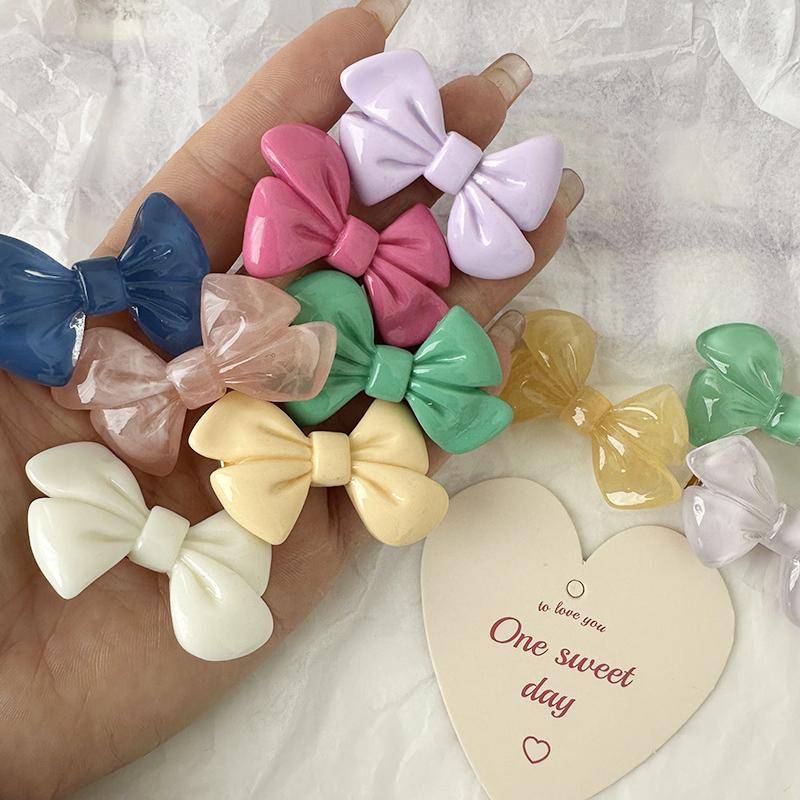 2 Stück/Set Niedliche Neue Schleifen Haarspange Acryl Seitenstift Einfarbig Haarspangen Damen Haaraccessoires