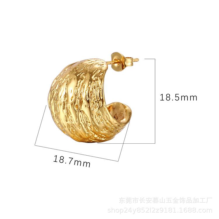 18K Gold Titanium Steel Earrings Women's Geometric Stainless Steel Irregular Versatile Earrings