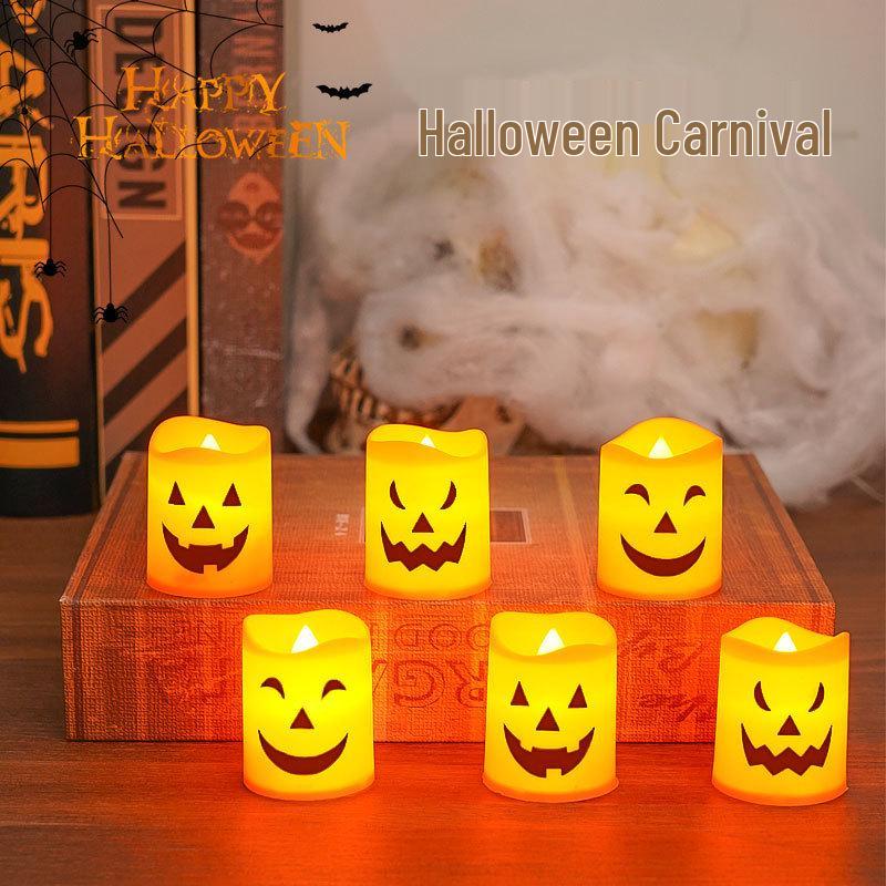 Cross-Border Halloween LED Candle Lights: Pumpkin Holder & Ghost Festival Décor