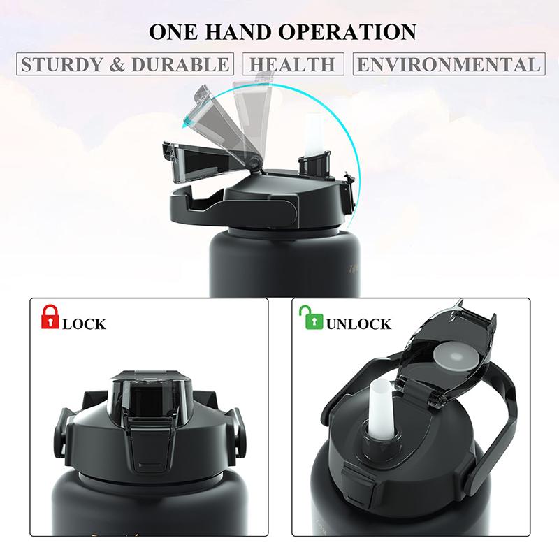 Large Capacity Sports Water Bottle With Straw Portable Handle Heat-resistant Outdoor Frosted Plastic Gradient Color Space Kettle