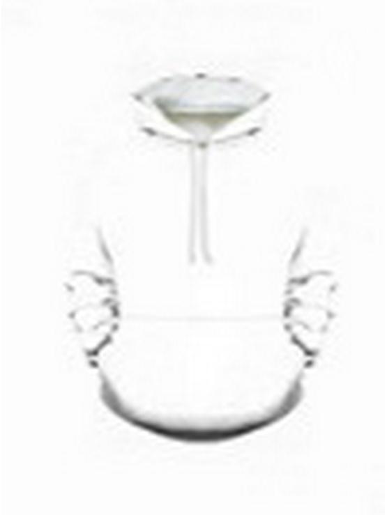 Digital White Image Print Long Sleeve Hoodie