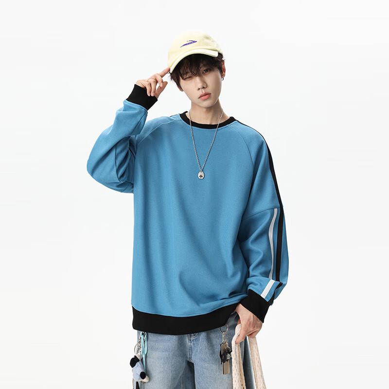 

TOM ADAM Versatile Striped Color-Block Pullover Sweatshirt L