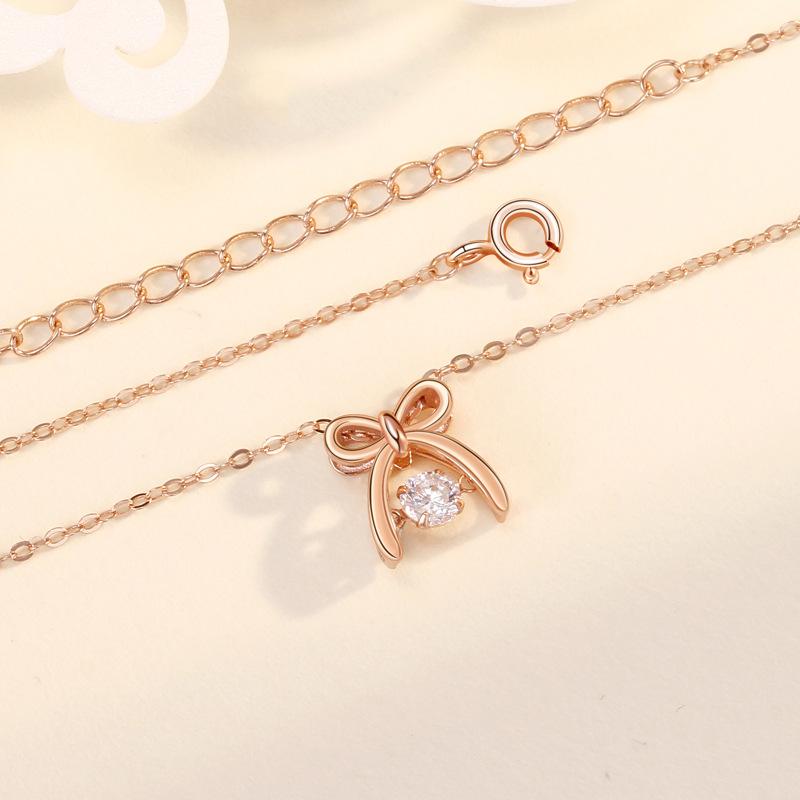 Bow Smart Necklace Women'S Beating Heart Fashion Niche Design Clavicle Chain Accessories Ins Style Premium Durable