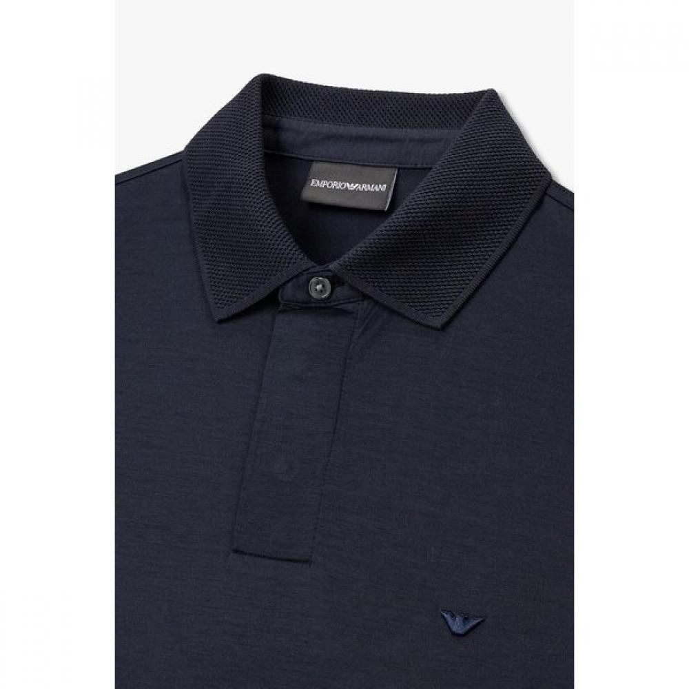 Emporio Armani 26 S S Men S Logo Embroidered Lyocell Polo Shirt  A516126026 