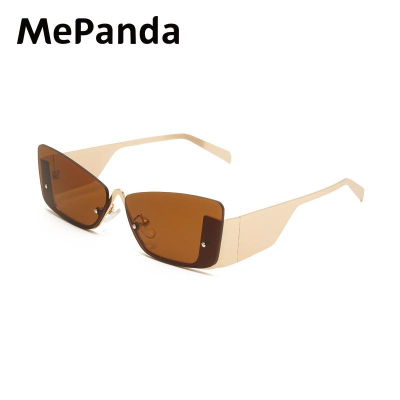 MePanda Унисекс безрамочные металлические солнцезащитные очки для уличного путешествия с защитой от УФ-излучения, UV400 золотисто-коричневый