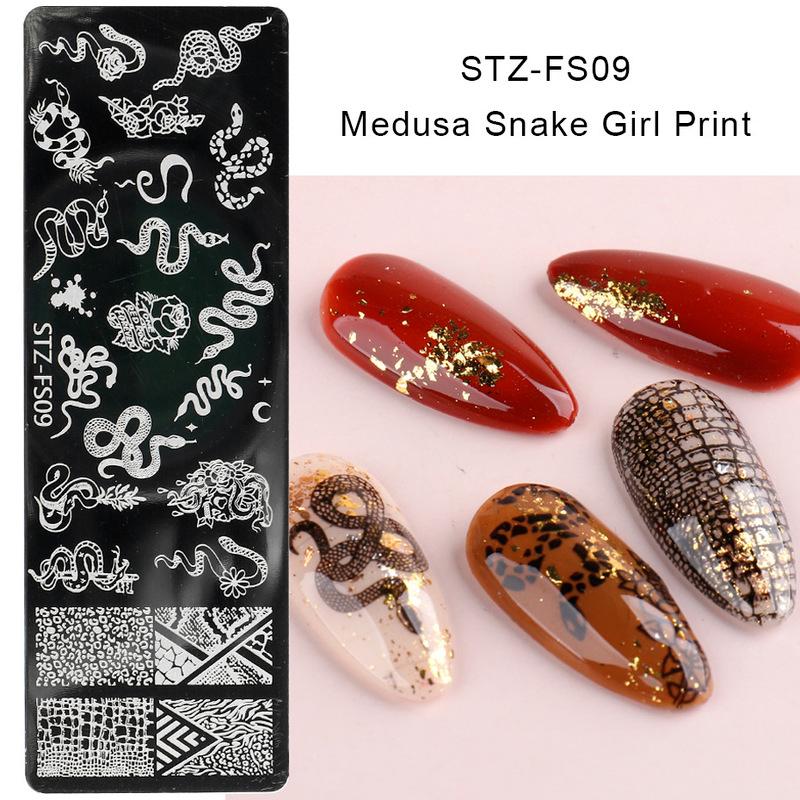 1Pc Snake Nail Art Stamping Plates Wild Animal Prints Leopard Tiger Skins Nail Stencils Flower Lace Stamping Templates