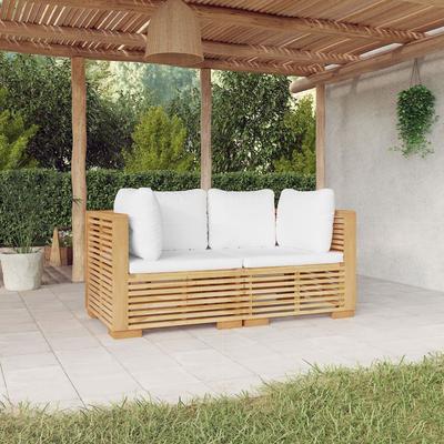 Vidaxl Corner Garden Sofas, 2 Pcs, Solid Teak Wood