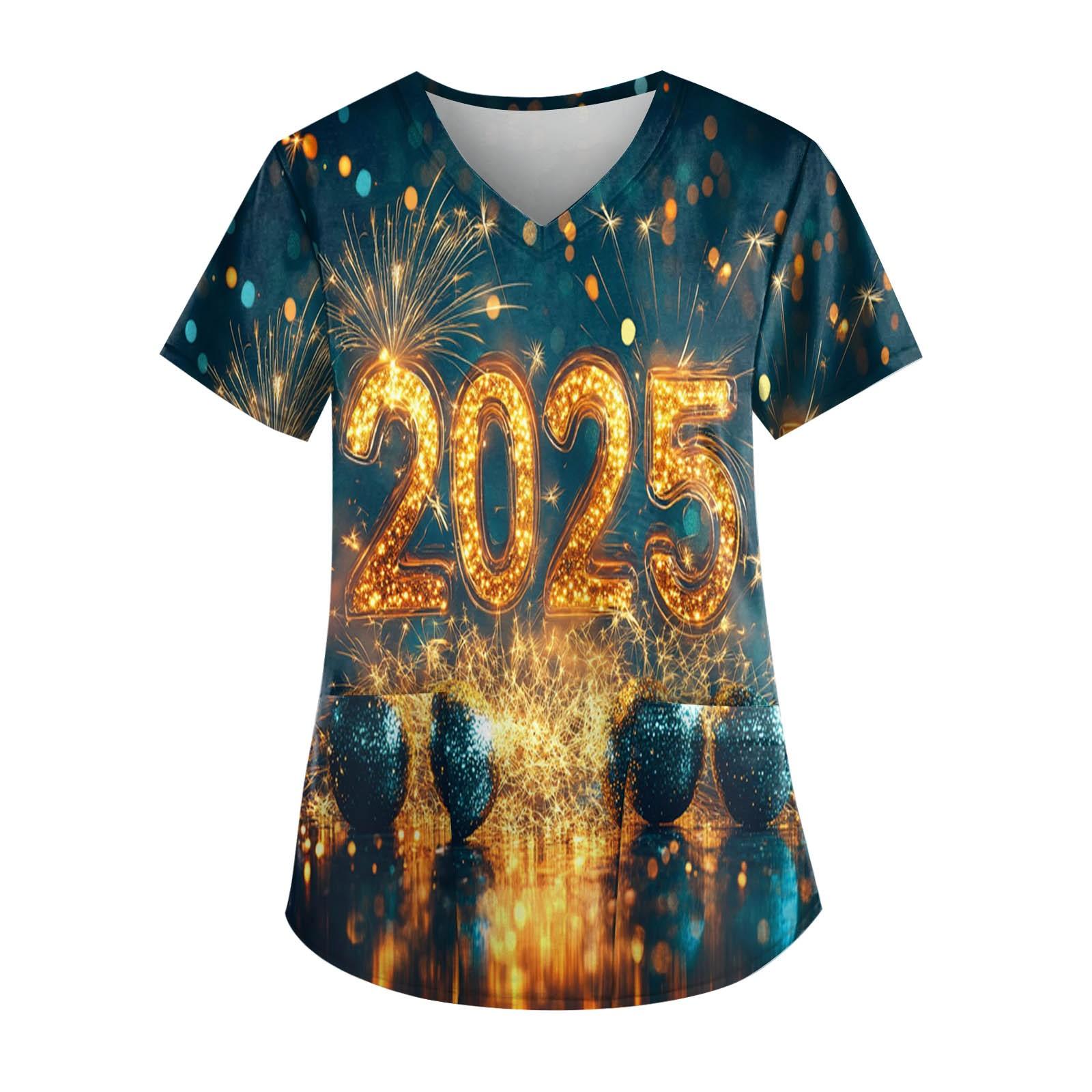 

Женская модная новогодняя футболка с короткими рукавами, V-образным вырезом и маленьким карманом XL жёлтый