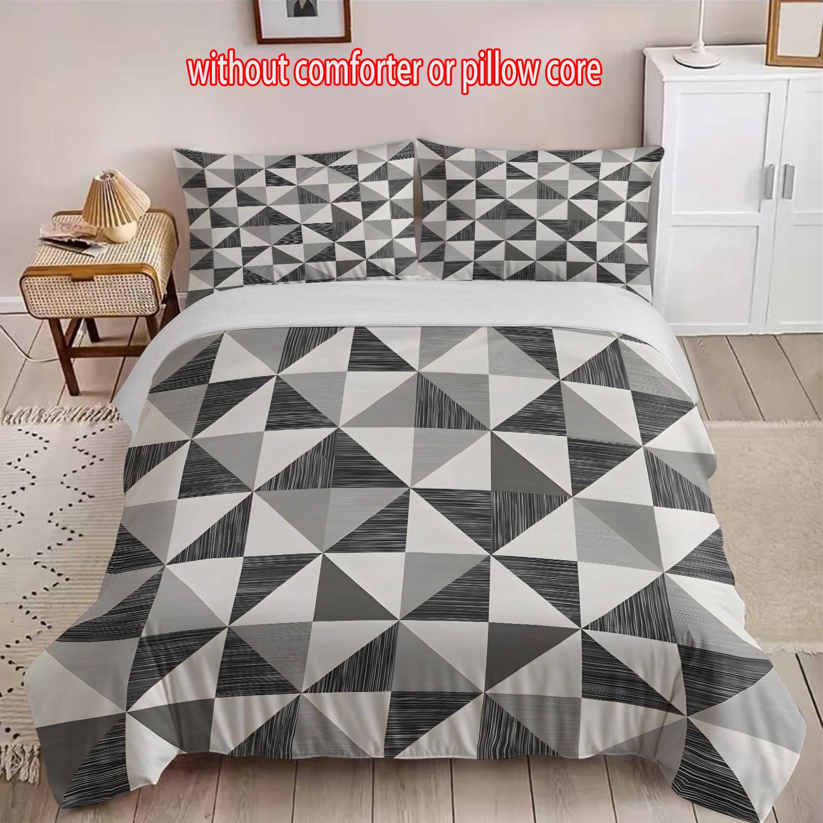 

Plaid Three-Piece 3D Digital Printing Quilt Set Bridge Home Textile cover 90 * 200 + and 50 * 75 * 1