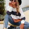 Women S Short Loose Pullover Striped Knit Sweater Casual Autumn Winter