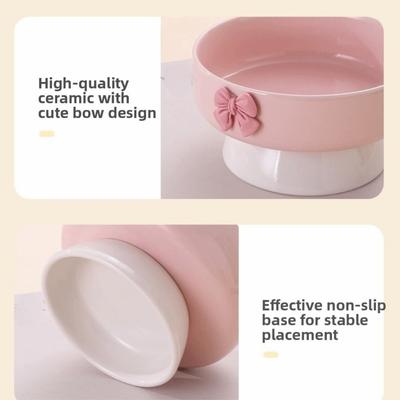 Ceramiczna miska dla kota o dużej pojemności, w kolorach makaroników, z kokardką, podwyższona miska dla zwierząt, antypoślizgowa podstawa, miska do karmienia zwierząt, do karmienia i picia zwierząt