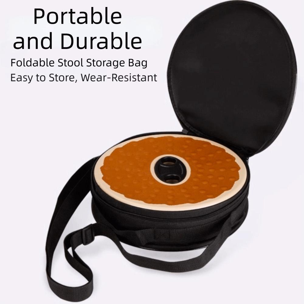Waterproof Folding Stool Bag Lightweight Oxford Cloth Foldable Stool Bag Durable Shoulder Strap Round Organizer Bag Travel