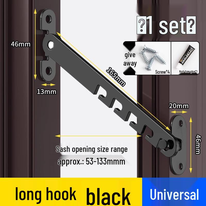 Child Safety Lock for uPVC/Aluminum Doors and Windows - Windproof Support Hook