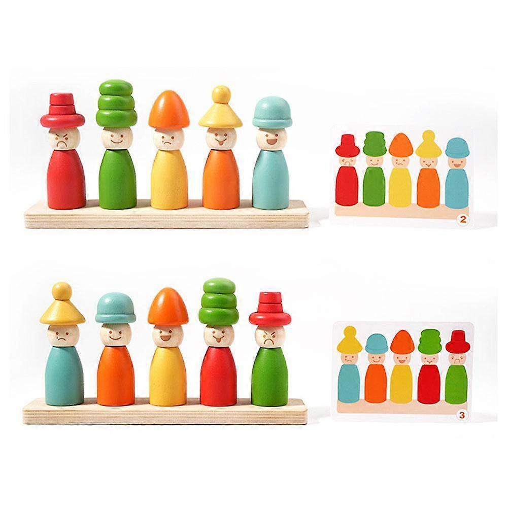Kids Color Shape Stacked Matching Game Montessoris Wooden Toys Fine Motor Skills