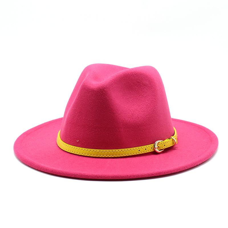 Men'S And Women'S Woolen Top Hats, Flat-Brimmed Big-Eave Hats, Jazz Hats, Felt Hats.
