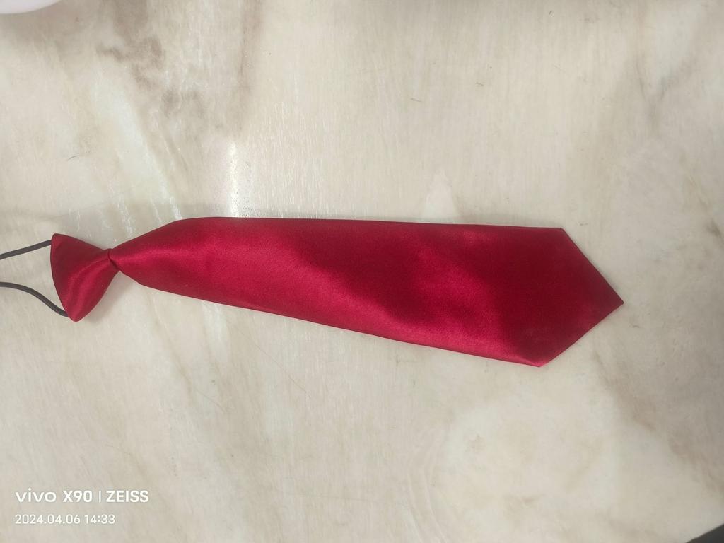 28Cm Children'S Tie Bright Monochrome Rubber Band One-Color Tie Monochrome Children'S Tie Student Tie Satin Tie