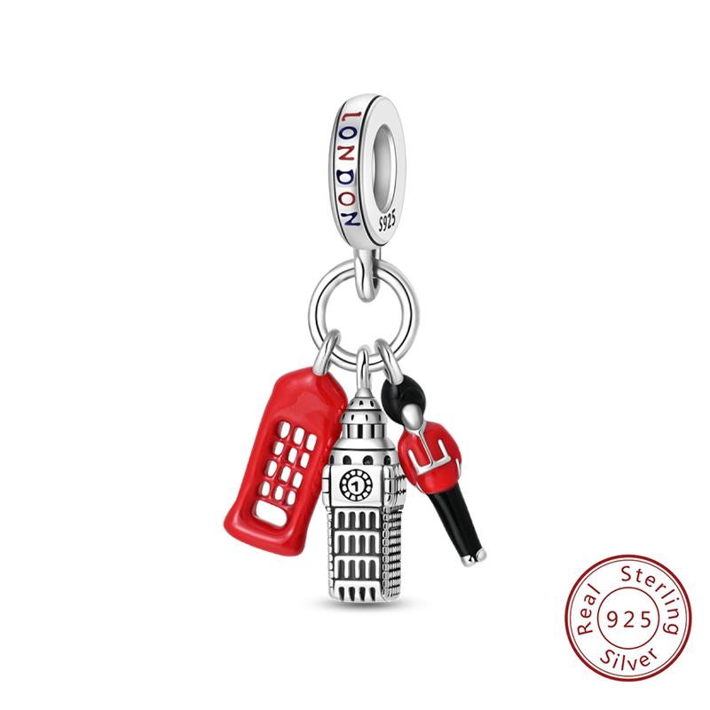 New Copper Charms Eiffel Tower Famous Scenic Spot Souvenirs Beads Fit Original Bracelets Fine Diy Jewelry Gifts