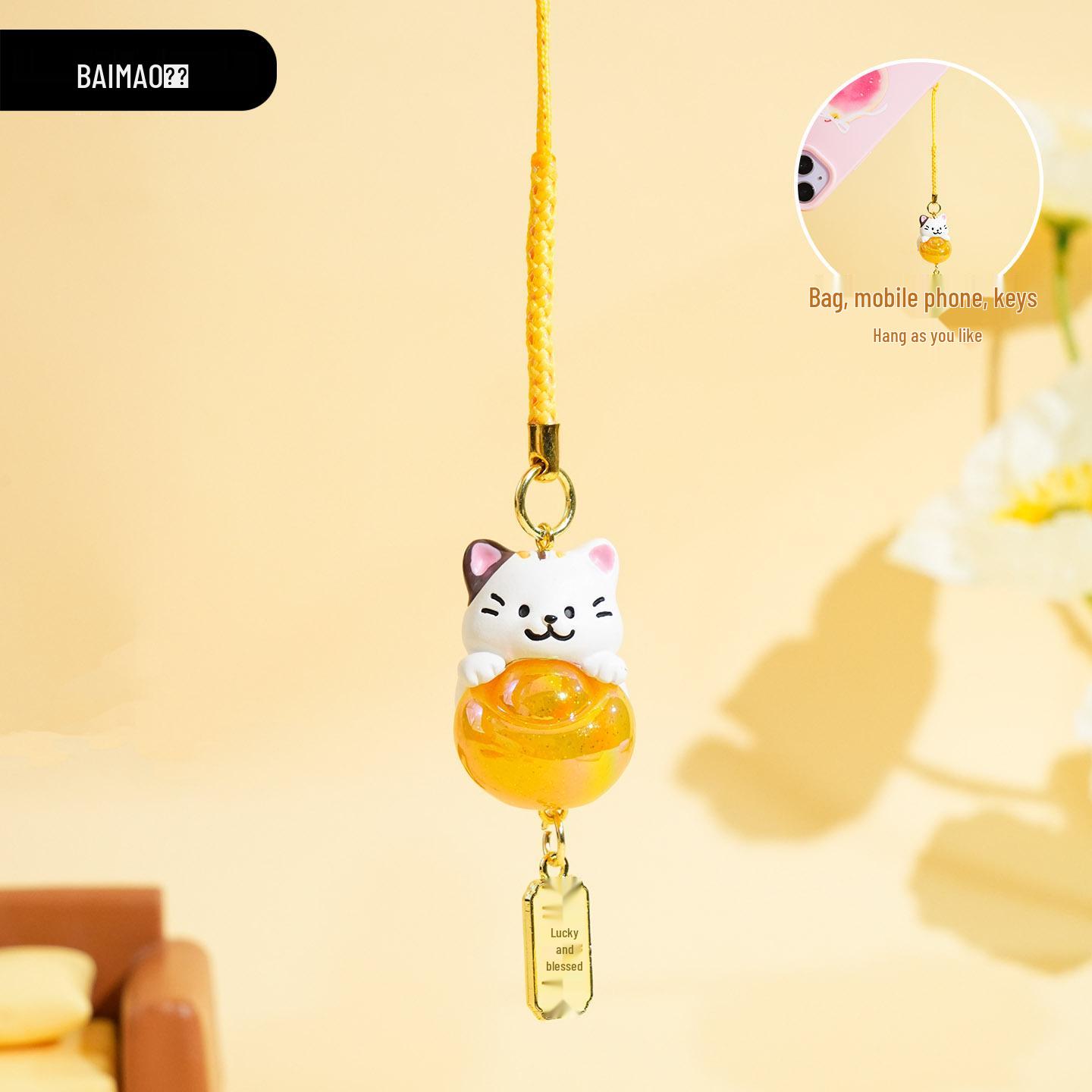 

Милый Кристальный Кот Счастливый Подвеска Брелок - Очаровательный Питомец Шарм для Удачи и Девочковый Подарок OPP Bag Packaging