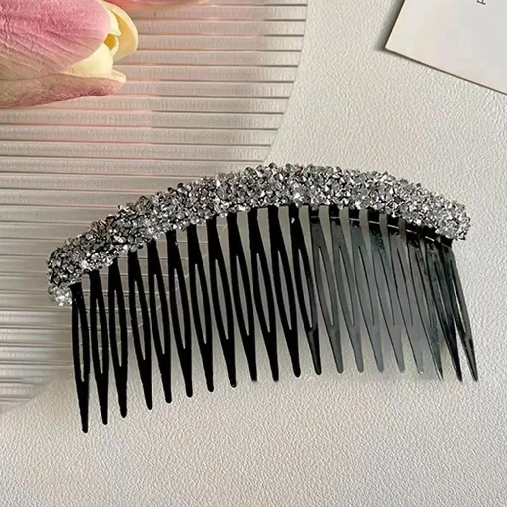 2025 New Korean Rhinestone Comb Hair Clip Broken Hair Artifact Shiny Invisible Hair Styling Accessory Teeth Headwear Girls