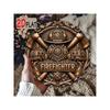 Firefighter Wall Decor Maltese Cross Helmet Metal Poster Garage Sign