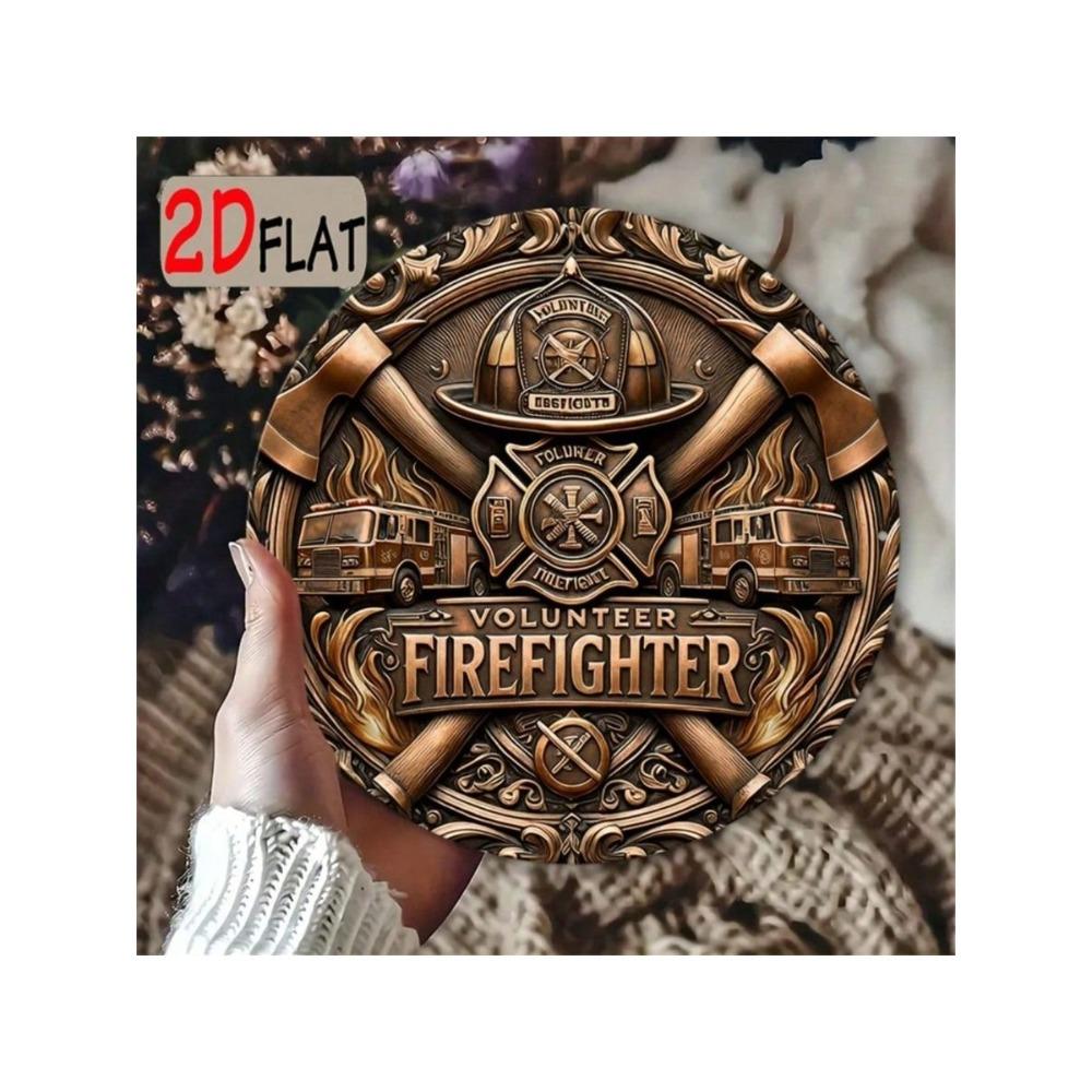 Firefighter Wall Decor Maltese Cross Helmet Metal Poster Garage Sign