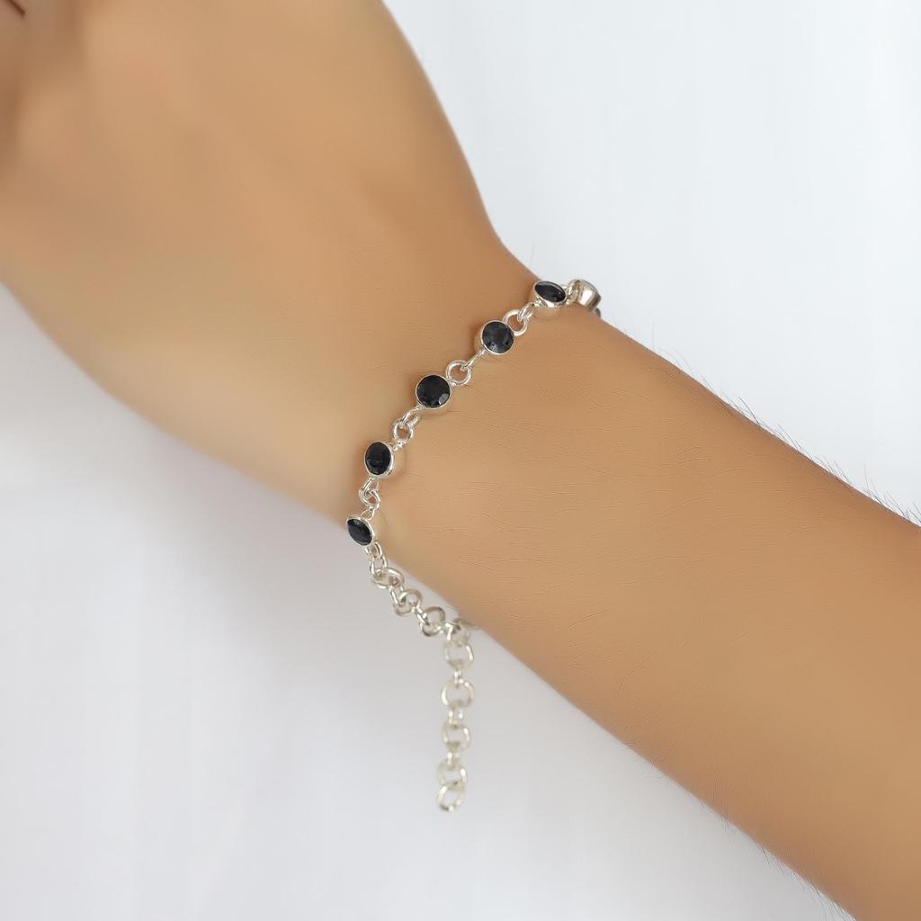 Sapphire Silver Bracelet, 925 Sterling Silver Handmade Jewelry, Women Jewelry, Silver Bracelet, Gift For Her, Ab0548