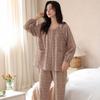 Women's pajamas pure cotton comfortable and simple thin spring and autumn cotton long-sleeved trousers cardigan loungewear can be worn outside set