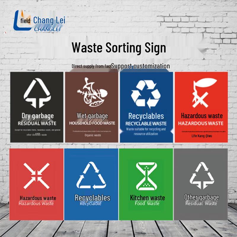PVC Waste Classification Signs Set