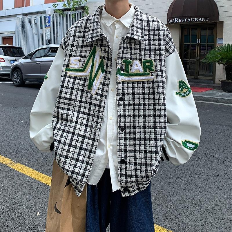 Spring and Autumn Splicing Jacket Men's Spring New American High Street Trendy Baseball Jersey Men's and Women's