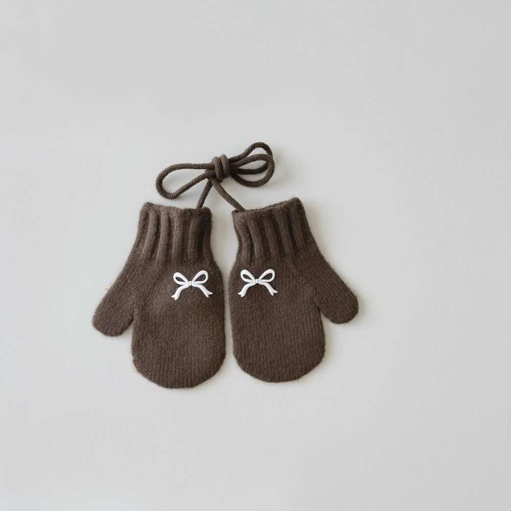 Solid Color Knit Gloves Autumn Winter Hanging Neck Gloves New Children Mittens for Children