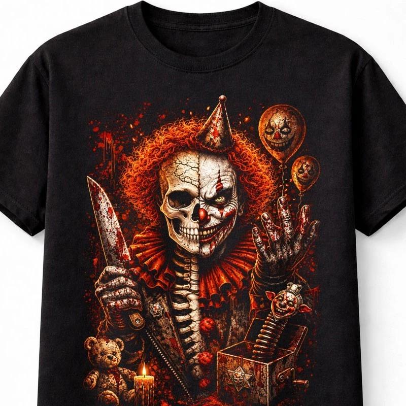 Killer Clown Skeleton Horror Halloween Slasher Skull Unisex TShirt S