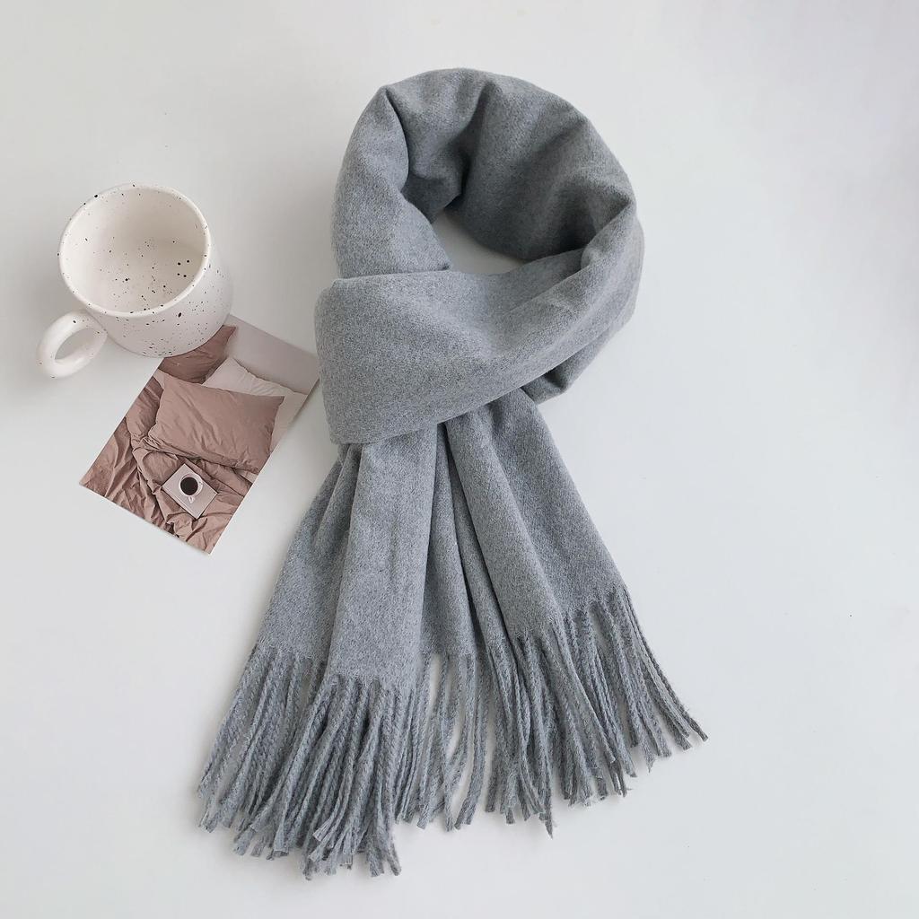 Luxuriöser Imitationskaschmir-Quasten-Schal in Uni-Rot für Damen - Koreanischer Stil, Winter-Vielseitig, Elegant