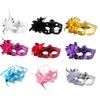 Elegante Spitzen-Maskerade-Maske mit Strass-Blumenakzenten für Damen-Halloween-Kostüm-Requisiten