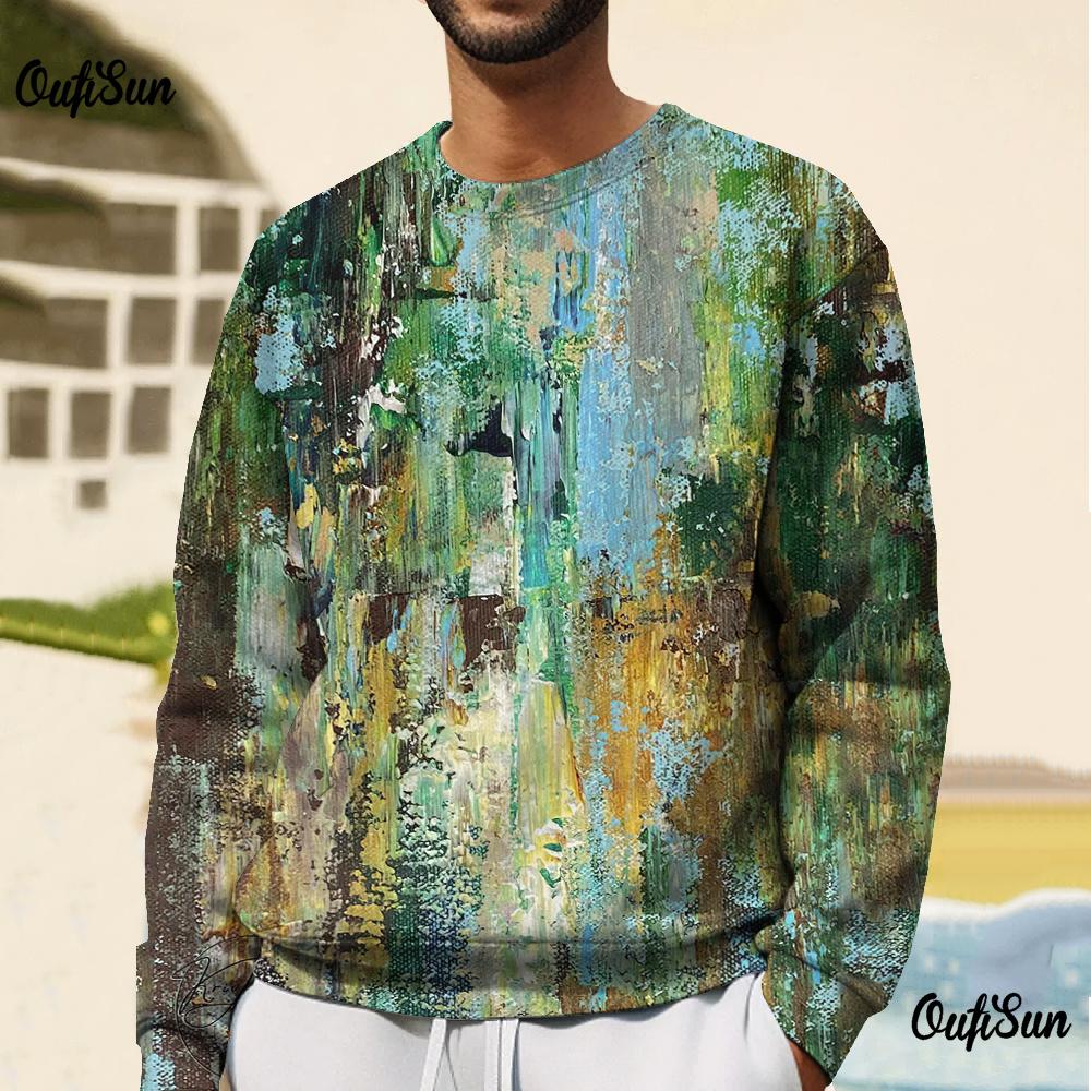 Vintage Men T-Shirt Retro Sweatshirts Oversized Long Sleeve T-Shirts O-Neck Pullovers Winter Clothing Street For Men Sweatshirts