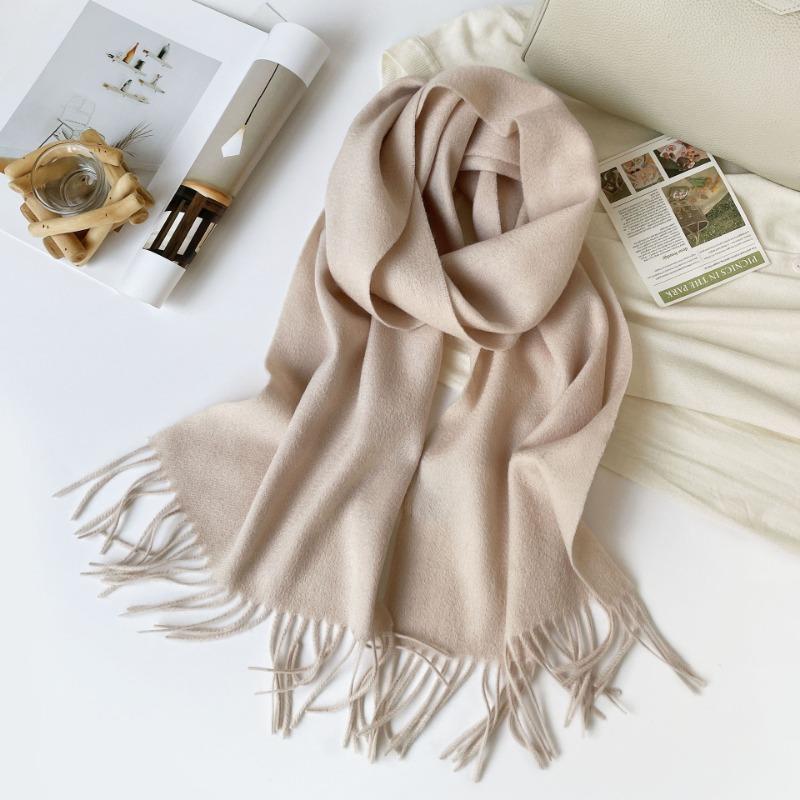 Women S Thick Warm Wool Scarf With Printed Logo For Winter Fashion