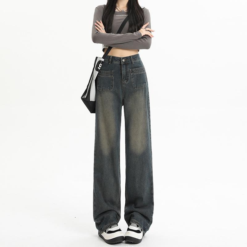 

Женские джинсы Cement Gray с высокой талией и широкими штанинами - American Design L