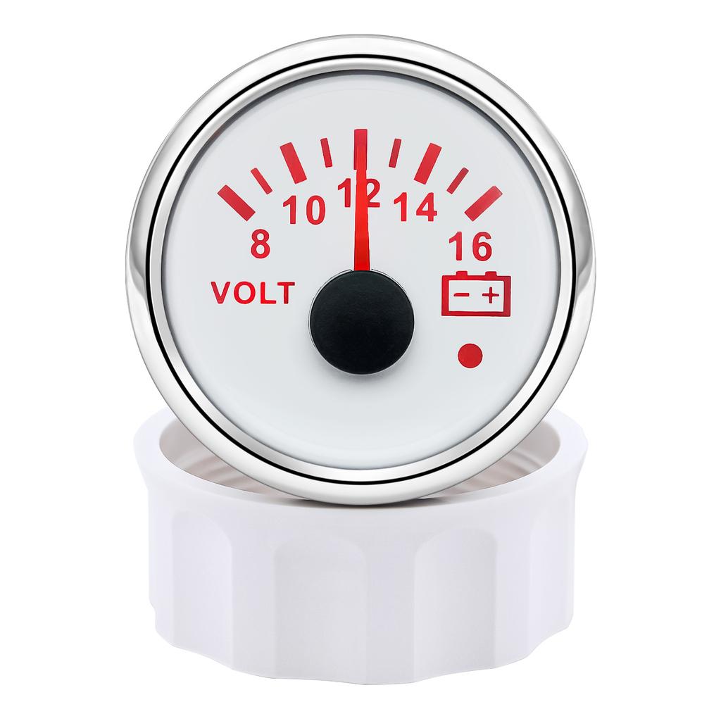 A 52mm Marine Auto Voltmeter Gauge 8-16/16-32 Volts Voltage Gauge for Universal Car Caravan Marine Boat Red Backlight Volt