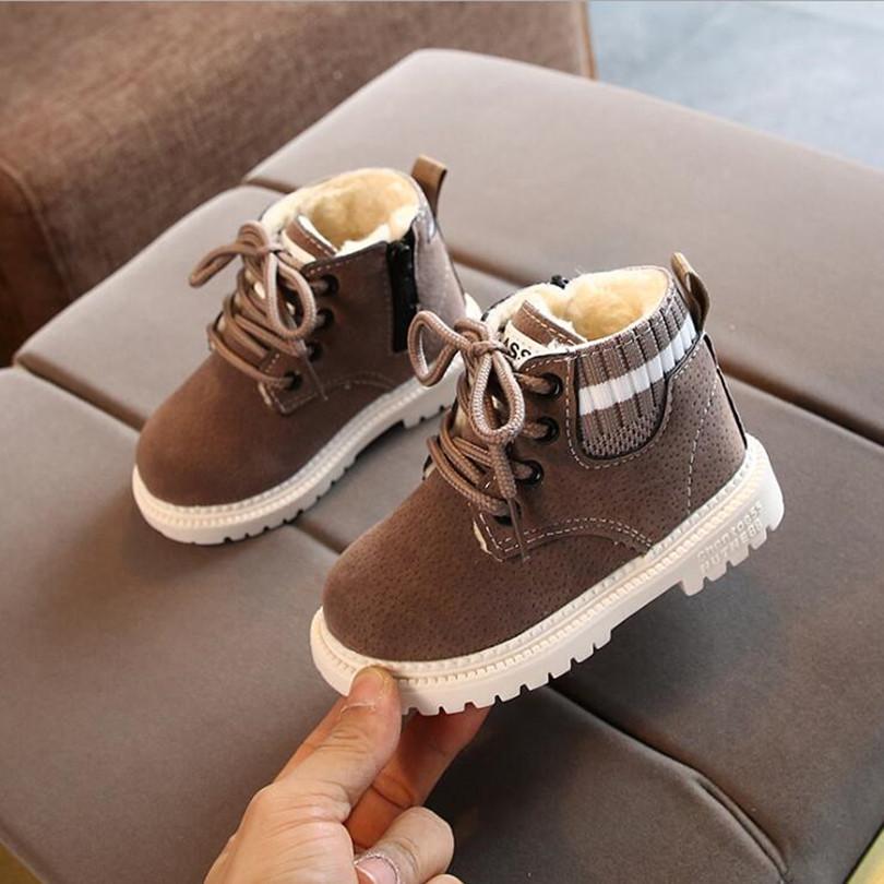 Children Casual Shoes Autumn Winter Boots Boys Shoes Fashion Leather Soft Antislip Girls Boots Sport Running Shoes