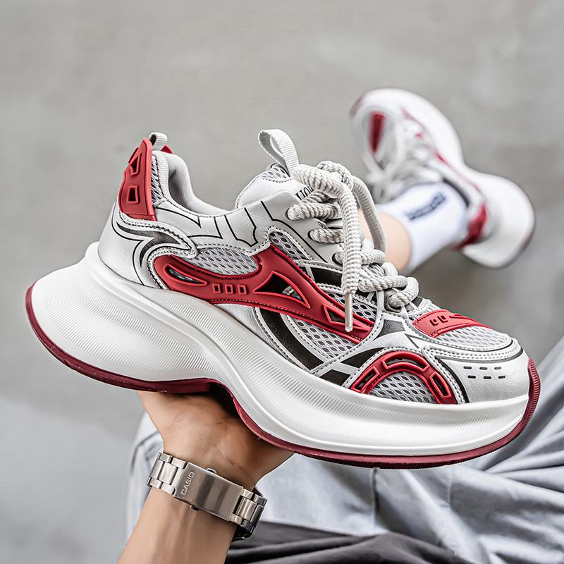 Fashion 2025 Spring Summer New Mesh Dad Shoes for men Thick Sole Height Increasing Breathable Versatile Casual Sports Campus White Snea