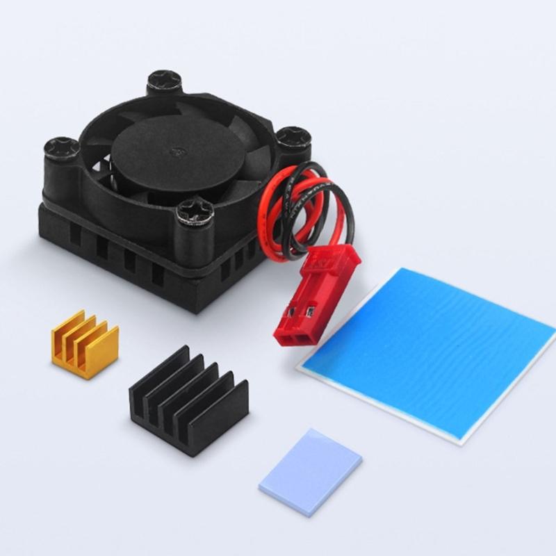 Brushless CPU Cooling Fan With Aluminum Heatsink Silicone Pad Heat Dissipation Fan For RPI 4B/3B+ Development Board