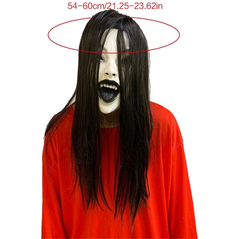 Women Creepier Head Gear Prop Scary Crying Woman Headgear with Long Hair, Halloween Party Cosplays Costume Headwear Prop