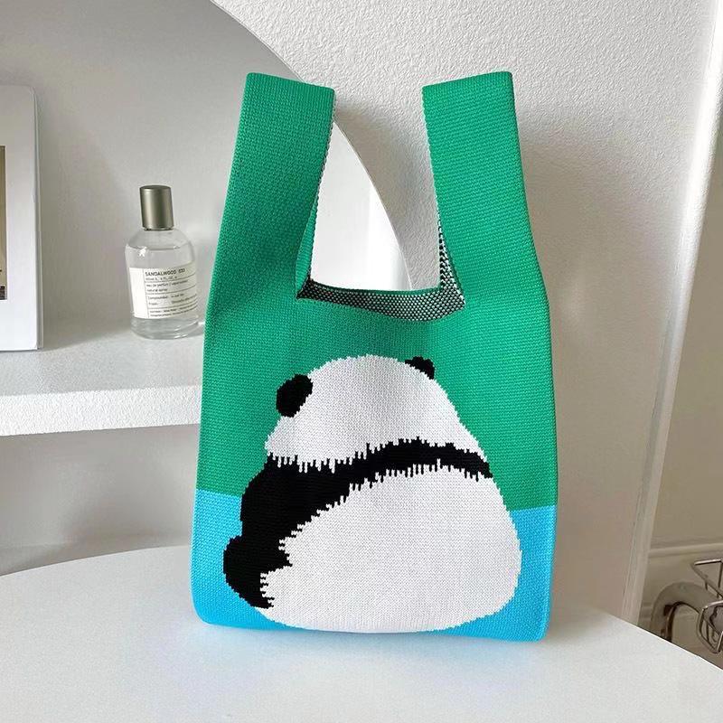 Panda Knit Women's Cross-Border Wrist Tote Handbag