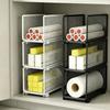 Multi-Layer Plastic Wrap Storage Rack Iron Vertical Storage Rack Cabinet Organizer  for Kitchen