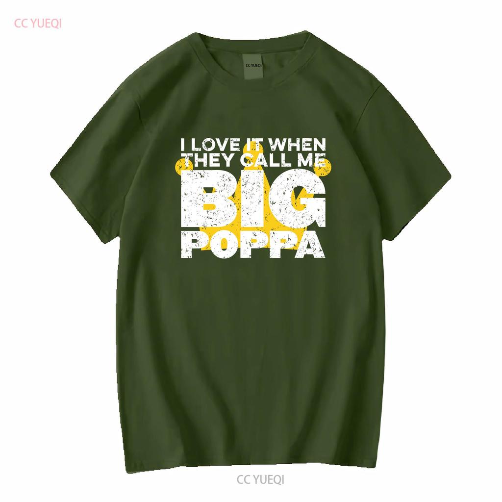 KOCHAM TO, KIEDY Nazywają mnie Big Poppa Korona Hip Hop Czarny T-shirt vintage Spłowiały moda Stylowy Lekko Rozciągliwy
